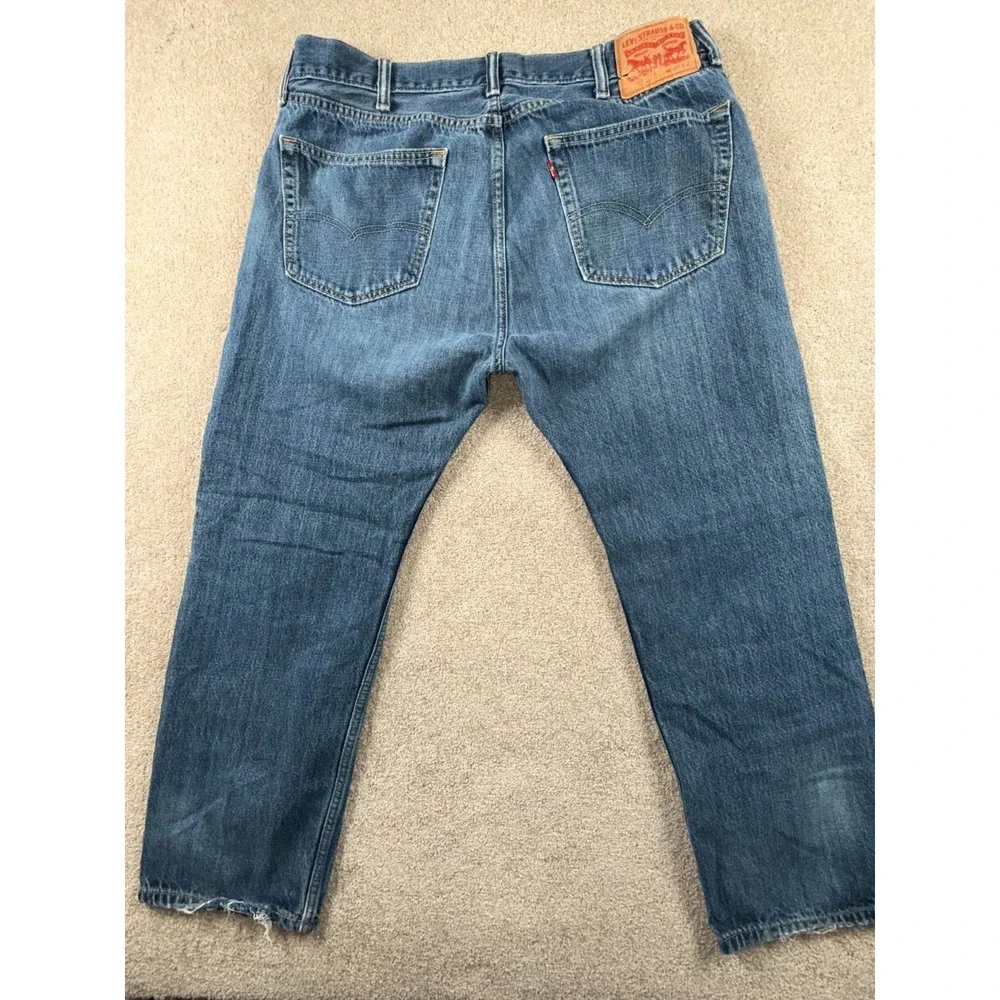 Levi's 505 Regular Fit Jeans Mens 38x29 Blue Denim Stretch Mid Rise Medium Wash